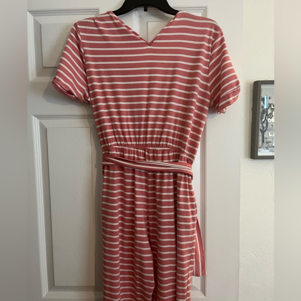 Pink & White Pants Cotton Jumpsuit
